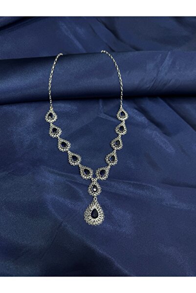 BEY SİLVER Telkari Safir Taşlı Gerdanlık