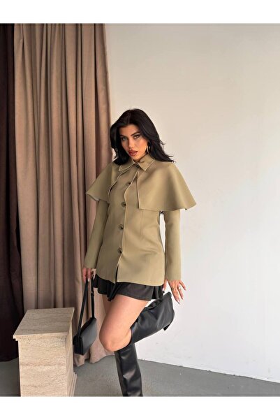 Narstorm Kadın Pelerin Detaylı Şık Blazer Ceket