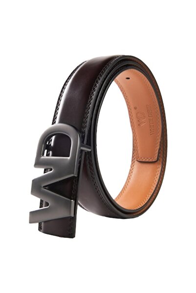 WHITE DEER Men's Belt, White Deer, Leather, 110cm, Brown