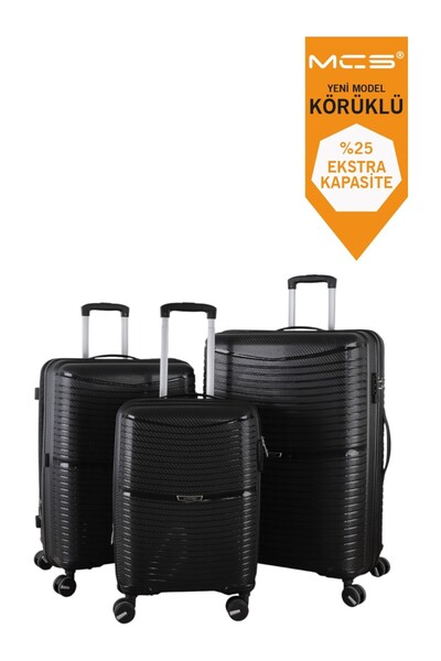 MÇS Körüklü Ultra Hafif Polipropilen Ekstra Hacim 3 Lü Valiz Seti