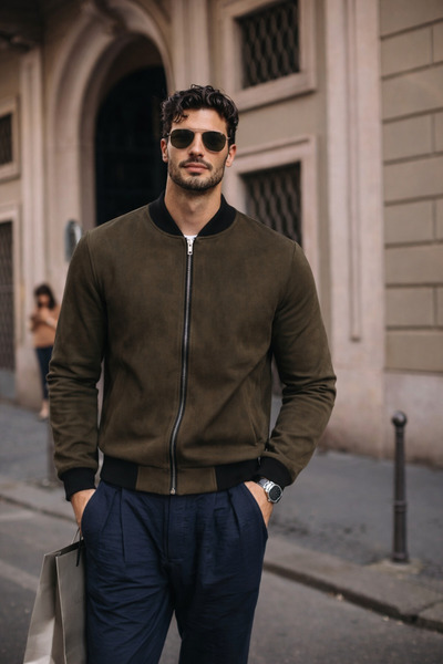 comstar Men's Relax Fit Khaki Suede Nubuck Jacket