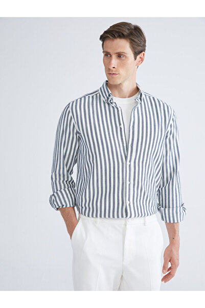 LC Waikiki قميص رجالي مخطط بأكمام طويلة من NEVAVM بتصميم Regular Fit