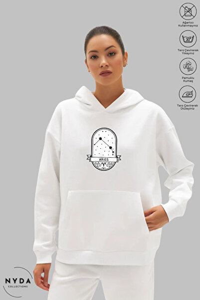 Nyda Collections Unisex Hoodie Long Sleeve Aries Capricorn Printed Hooded Ove...