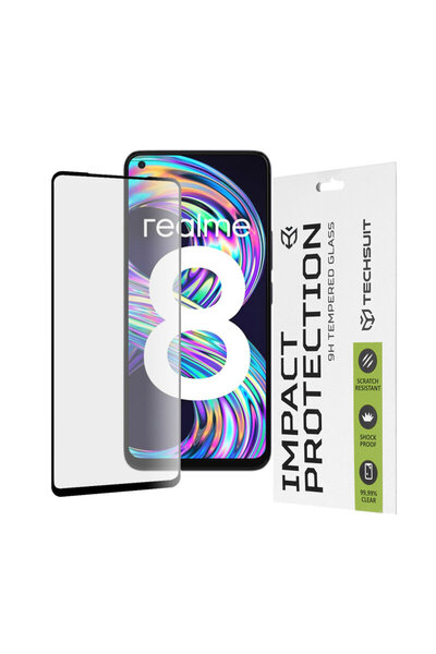Techsuit Realme 8 111D Sticlă completă cu adeziv, neagră