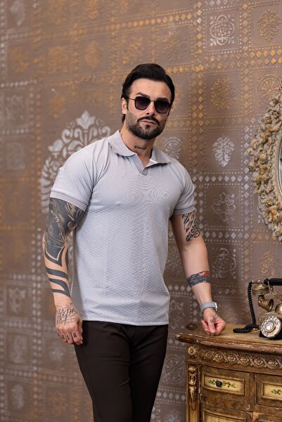 VALERİO MEN Knitwear Collar Diamond Pattern Tshirt