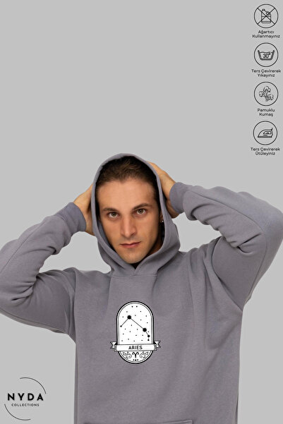 Nyda Collections Unisex Hoodie Long Sleeve Aries Capricorn Printed Hooded Ove...