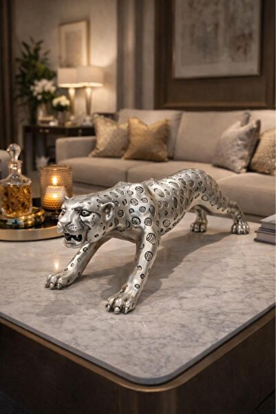 Hd Marketim Lüks 60 cm Leopar Heykel – Ev Dekorasyon, Salon ve Ofis Masa Üstü...