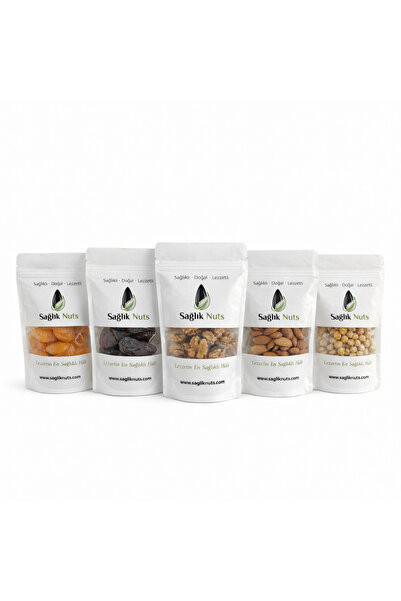 Sağlık Nuts Premium 5’li Kuruyemiş Seti 200'er Gr Fındık Kayısı Hurma Badem C...