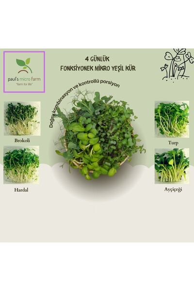 Pauls Micro Farm 4 Günlük Fonksiyonel Mikro Yeşil Paketi – Antioksidan İçerik...