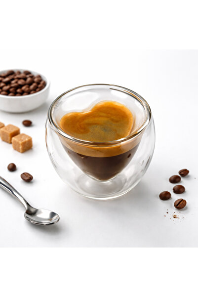 Alista Home Heart-Shaped Coffee Cup Made of Double-Walled Borosilicate Glass,...