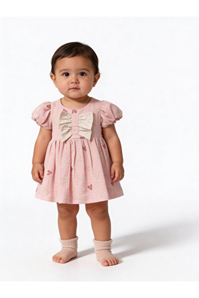 The-kid.co Sweetheart Muslin Baby Dress - Pink