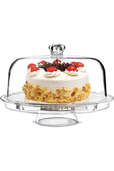 Roomlyne حامل كيك أكريليك 3 في 1 مع طبق كيك وقبة مقاس 12 بوصة، طبق تقديم متعد...