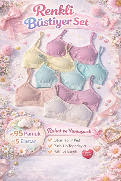 HB TREND Girls' Colorful Bustier Set – 3-Pack, Comfortable and Flexible, with...