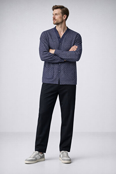 COMBİNE MİCHAİL Ανδρικό σετ πιτζάμες με μοντέρνα τσέπες και μπλε σχέδια