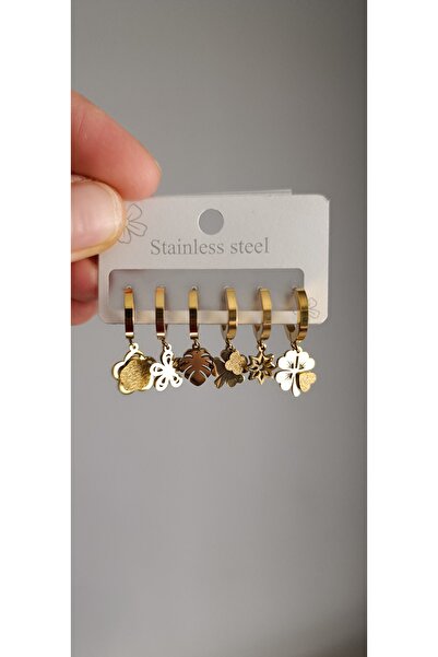 EMKSHOP Women's Steel Earrings (Set of 6)
