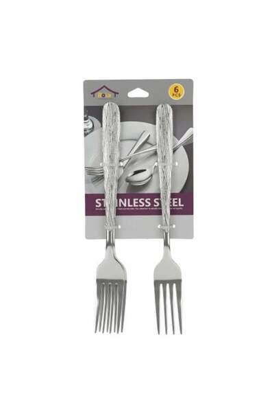 Generic Large Engraved Stainless Steel Fork Set – 6 Pieces