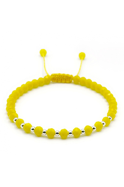 BIJUTERIA NEAGRA Brățară cu bile din argint 925 și cristale galbene -