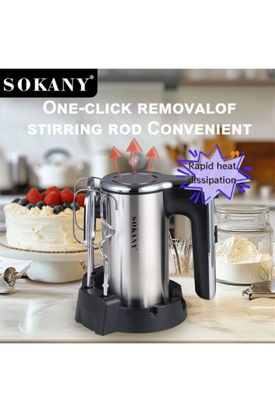 SOKANY 2-in-1 Electric Hand Mixer & Mini Food Processor - 5-Speed Kitchen Ble...