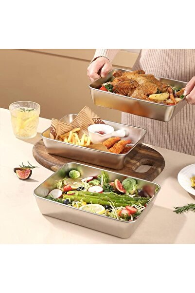 Roomlyne Stainless Steel Dining Plate, Circular Metal Tray, Perfect For Desse...