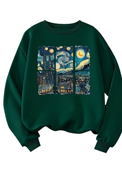 PALPİTO Hanorac oversize cu imprimeu Van Gogh pentru femei