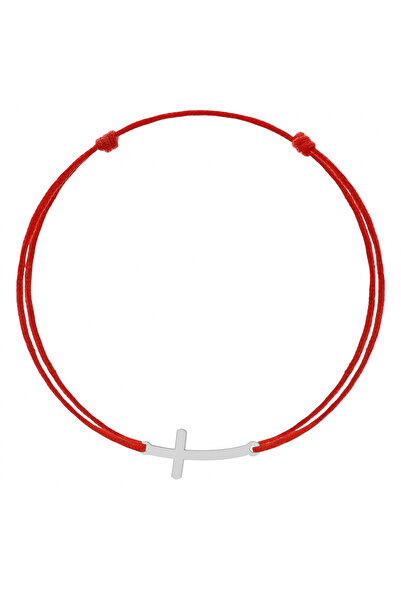 BIJUTERIA NEAGRA Brățară Mărțișor cu Pandantiv Cruce Curbată din Argint 925