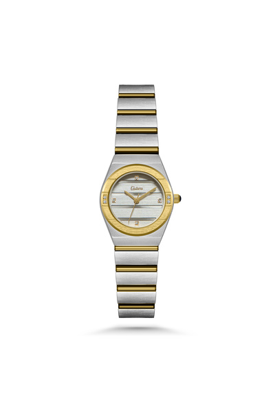 catera Women's silver and gold steel watch with gray dial