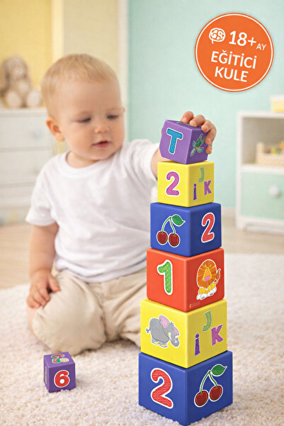 TOYFEST لعبة برج التوازن التعليمية المكونة من 8 قطع مكعبات - الأرقام والحروف ...