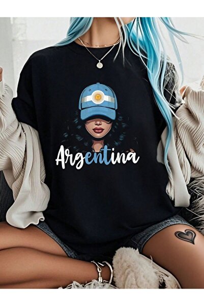 LELVANİ Women's Argentina Printed T-Shirt