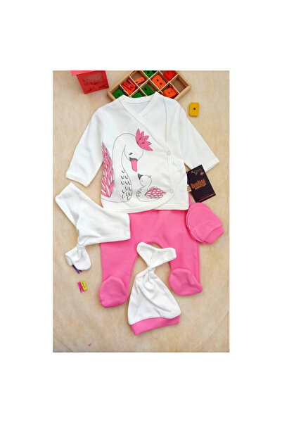 Narnuga Swan Patterned 5-Piece Baby Girl Hospital Exit Set