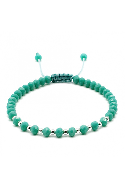 BIJUTERIA NEAGRA Brățară cu bile din argint 925 și cristale turcoaz