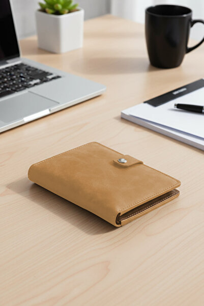 Morika محفظة حاملة بطاقات من الجلد الصناعي بتصميم خاص - بيج رملي