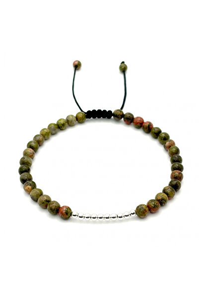 BIJUTERIA NEAGRA Brățară cu argint 925 și bile de Unakit