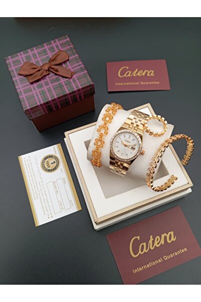 PO طقم نسائي ساعه ماركه كاتيرا سواره وخاتم & سواره كرستال