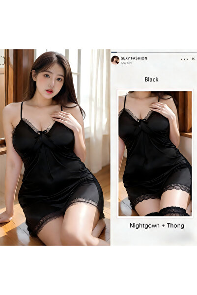 FridayIn Plus size 2-piece hot lace camisole nightgown/loungewear set, lightw...