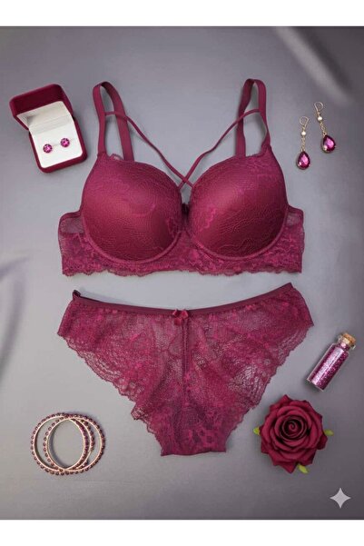 SATTENS Lace Padded Bra Kilot Set String Model