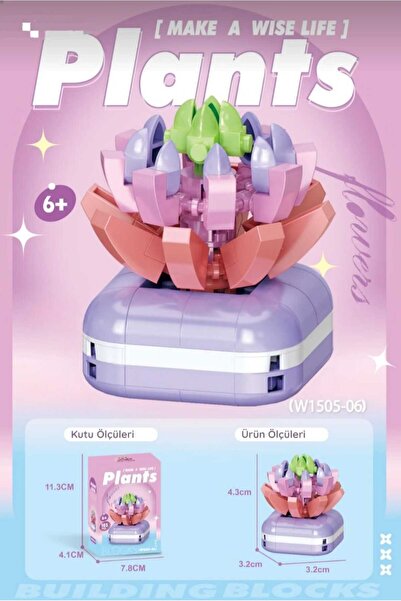 BTİCARET Bricks Saksılı Lotus Çiçeği Mini Yapı Blok Seti – Dekoratif Lego Uyumlu