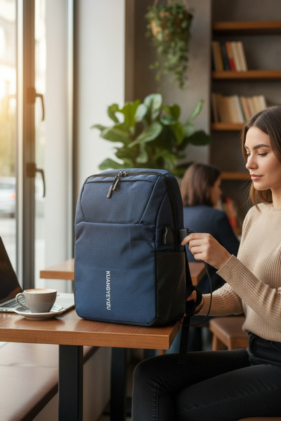 KAFFAA Unisex Laptop Backpack with USB Port - Waterproof