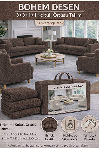 beyvetçe jakarlı bohem kumaş 3.3.1.1 Koltuk Örtüsü Koltuk Kılıfı Takımı Ev Te...