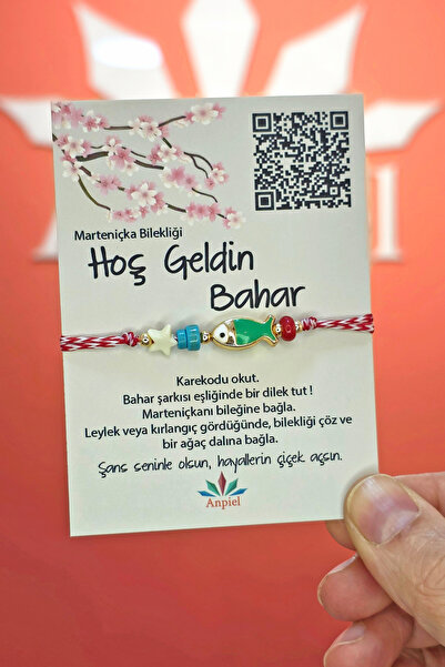 Anpiel Balık Turkuaz Doğal Taşlı Şarkı Hediyeli Marteniçka Dilek Bileklik Seti