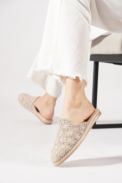 Moda Pie Temasder floral braided women's slippers - nude