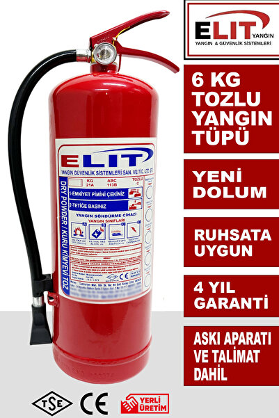 ELİT YANGIN VE GÜVENLİK SİSTEMLERİ 6 Kg Tozlu Yangın Söndürme Tüpü Ruhsata Uy...