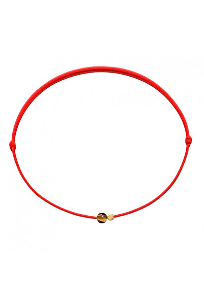 BIJUTERIA NEAGRA Brățară Mărțișor cu Bilă de AUR de 14K și Ochi de Tigru