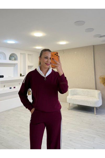 Trendingsize Set cu fermoar, decorat cu textură modală