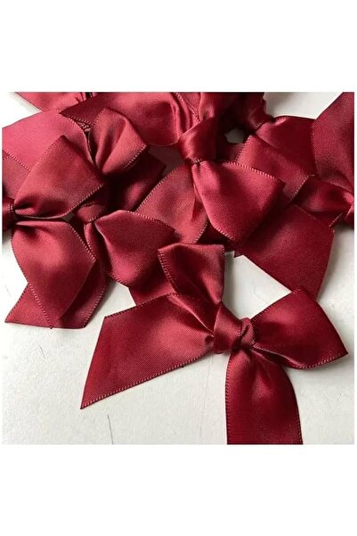 parıltı organizasyon Ready-Made Bow Satin Ribbon 25 Pieces-Burgundy