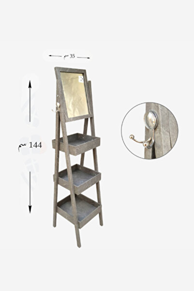 Ch Mirror stand with 3 wooden storage shelves, a complete modern organizer fo...