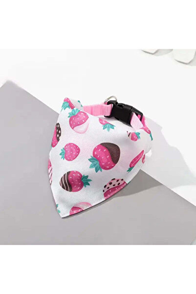 Petora Dog bandana scarf, with collar attachment, strawberry print, ZC1023 - L