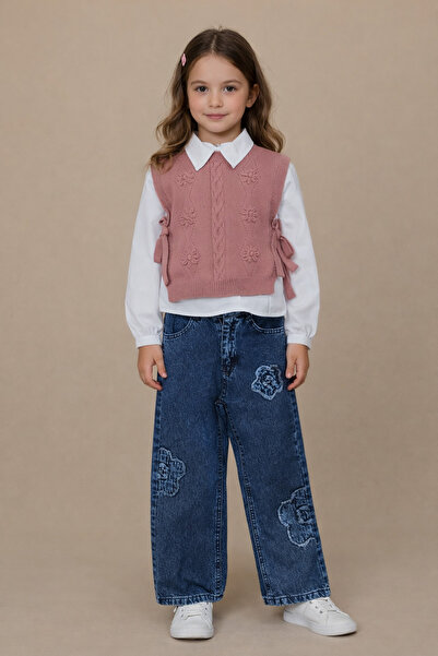 Miss Melinda Kids MİSS 1083-02-26 طقم بنطلون جينز وقميص محبوك للفتيات مكون من...
