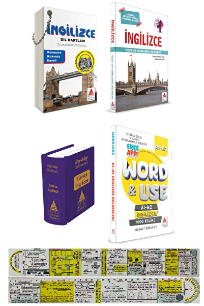 Delta Kültür Yayınevi İngilizce Dil Kartları+Gezi ve Konuşma Rehberi+Mini Söz...