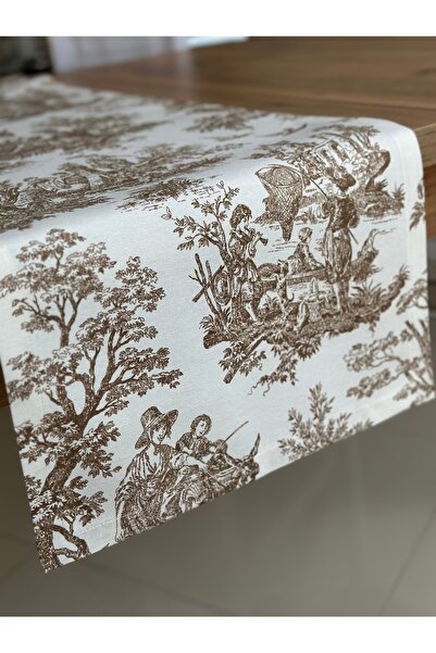 Home Sibelarthome Panama Linen French Peasants Toile De Jouy Pattern Runner 4...