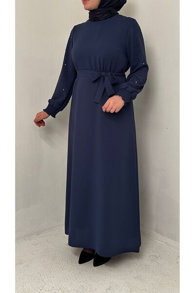 EZEL Stone-Embellished Bell Model Crepe Dress